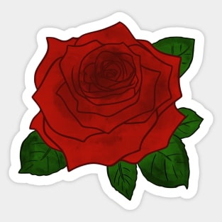 Red rose watercolor design Sticker